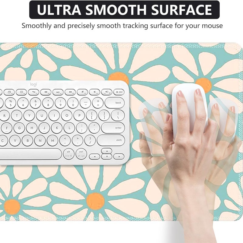 iCasso Desk Mat, XXL Large Mouse Pad, Anti-Slip Big Mousepad with Stitched Edges, Work & Gaming (Green Floral) - Image 5
